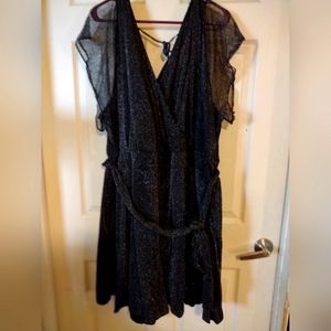 Glitter Lurex Flutter Sleeve Surplice Romper